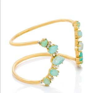Kate Spade Gold-Tone Aqua Open Cuff Bracelet